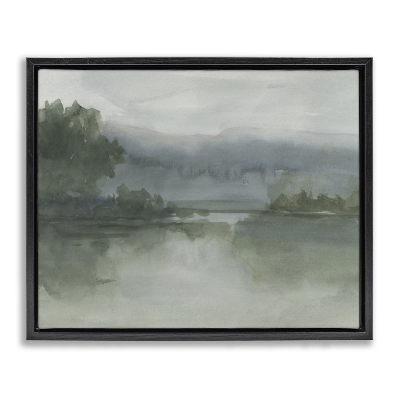Art mural sur toile flottant «Mute Lake At Twilight», conception par Ethan Harper, Cadre flottant noir de jais