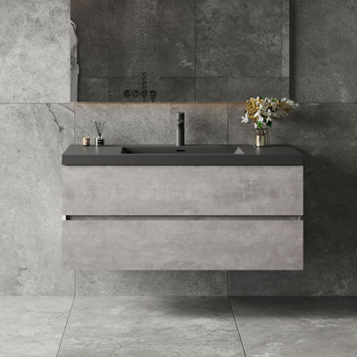 Dhruven 48 Inch Fully Assembled Single Floating Bathroom Vanity With Solid Surface Sink
