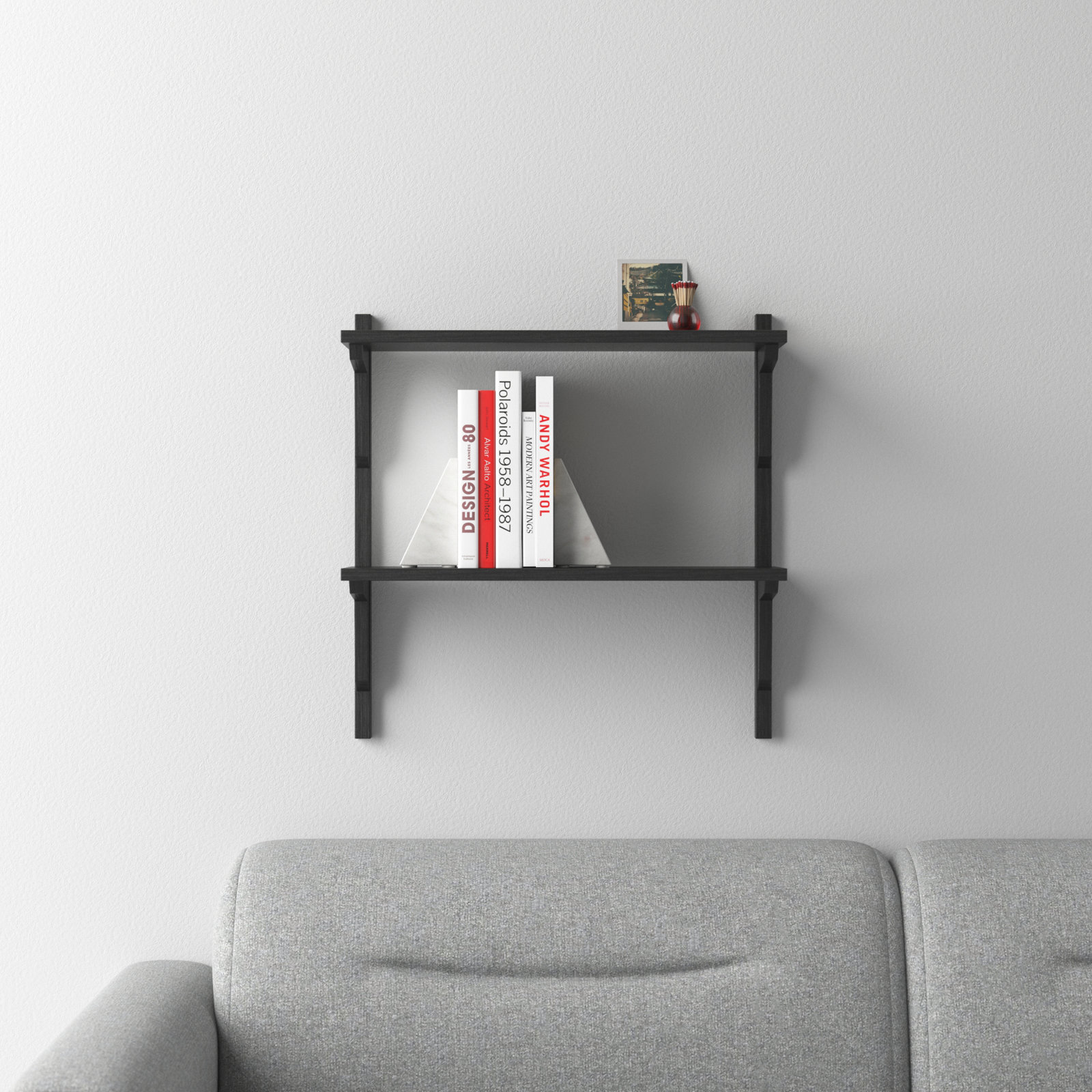Baez Poplar Solid Wood Wall Shelf, Black