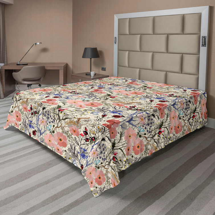 Ambesonne, drap plat floral pivoines, art botanique printanier
