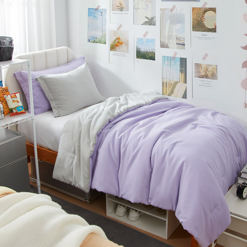 Ensemble d'édredon réversible pour lit simple TG, Orchidée / gris antarctique