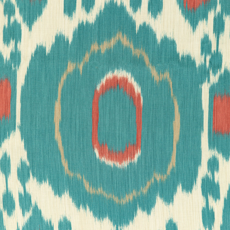 Louverne Mayenne Print 100% Linen Fabric, Aqua