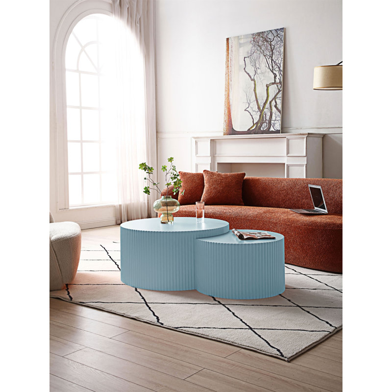 Ensemble de 2 tables basses gigognes, Bleu, H 15,75 po x l 55,12 po x P 31,5 po