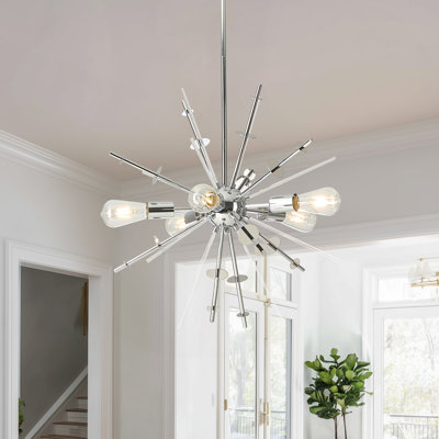 Lustre 5 lumières Sputnik, lustre moderne Mid-Century chromé de 23,6 po, lustre contemporain réglable pour salle à manger, cuisine, chambre à coucher, couloir, vestibule