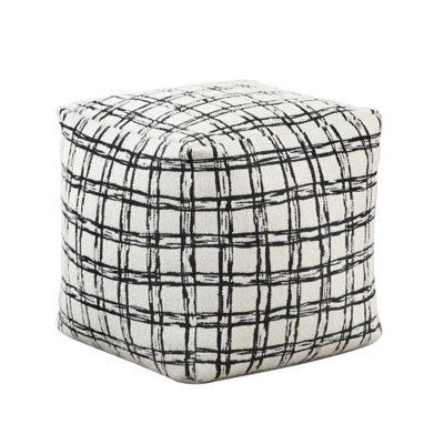 Modern Square Pouf Patterned Fabric Upholstered Ottoman, Non-Slip Floor Pouf, Bean Bag Chair for Versatile Seating and Decor