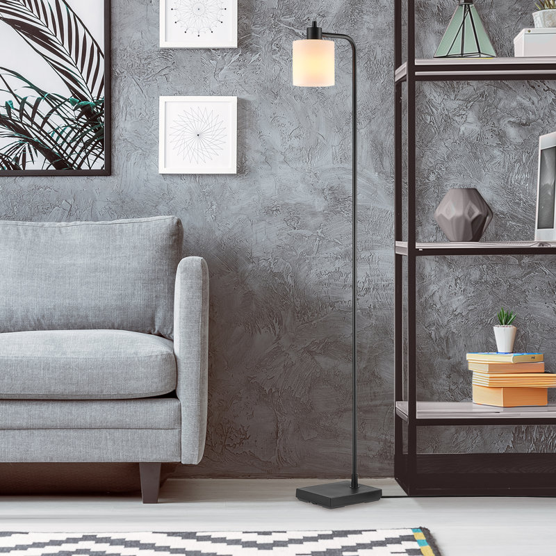 62 Inch Matte Black Floor Lamp with Plastic Frosted Shade