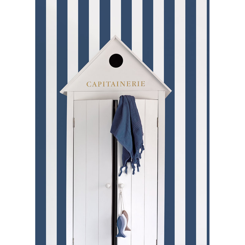 Divisadero 10m x 53cm Matte Wallpaper Roll, Navy/White