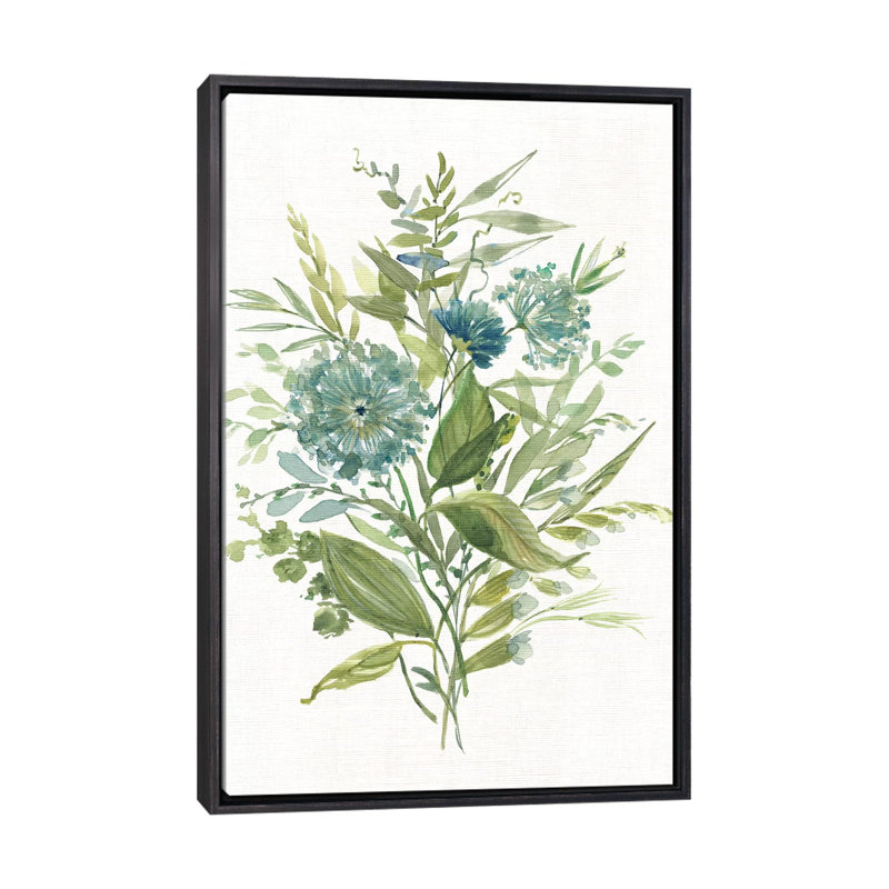 «Greenery II» par Carol Robinson - reproduction d'art, H 40 po x l 26 po x P 1,5 po, Toile avec cadre noir patiné