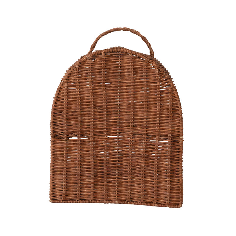 Hand-Woven Rattan 2-Tier Covered Basket With Handle