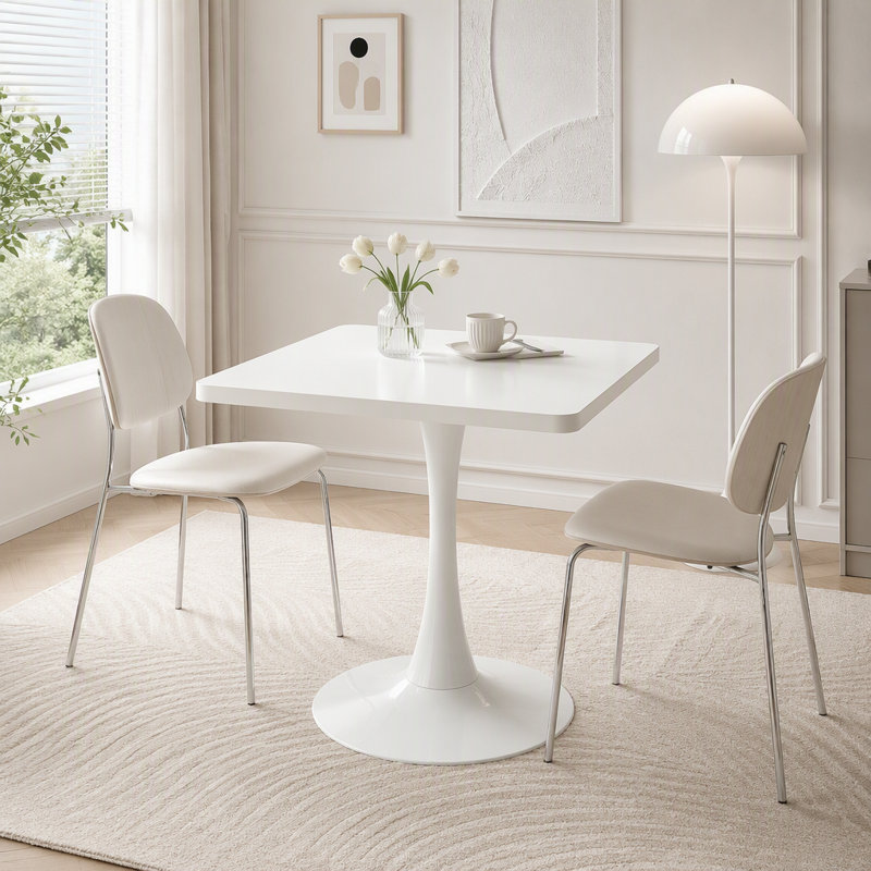 Table de salle à manger carrée Tulip, H 29,1 po x l 24 po, White
