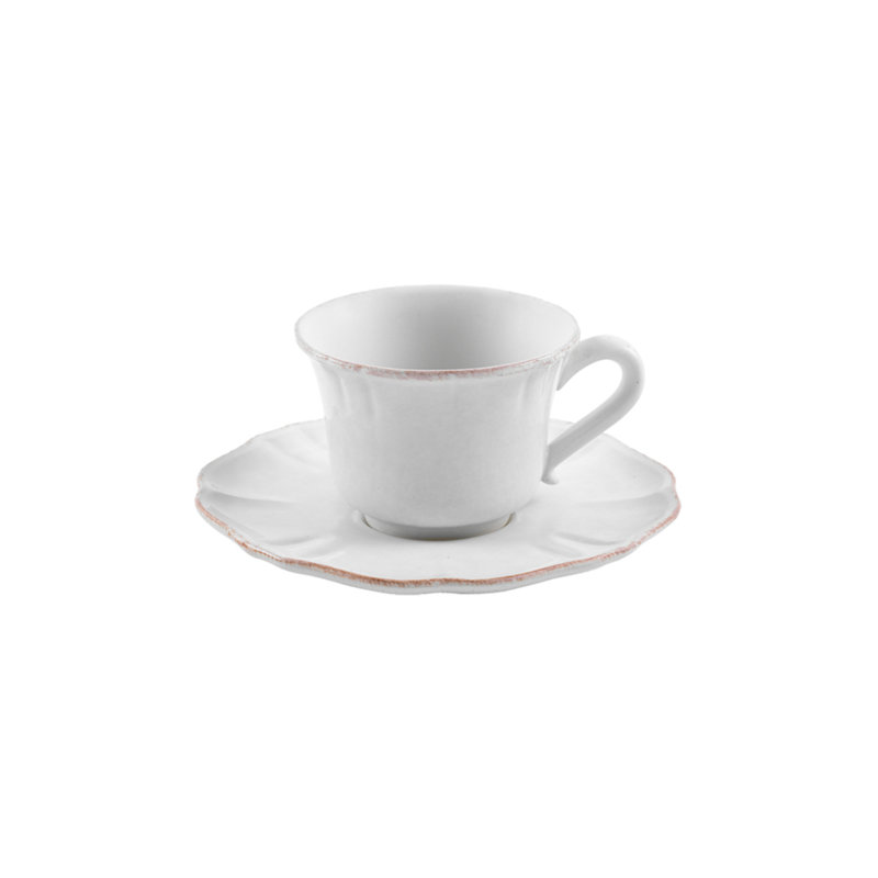 Tasse et soucoupe en grès Impressions, Blanc