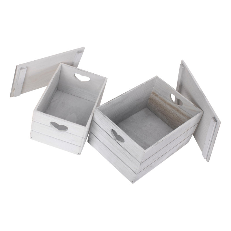 Effect Heart Cut-Out Box Set 2, White Wash