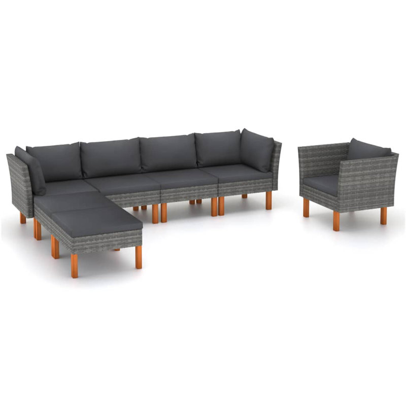 Kjeld 7 Piece Sectional Seating Group with Cushions, Gray, Gray