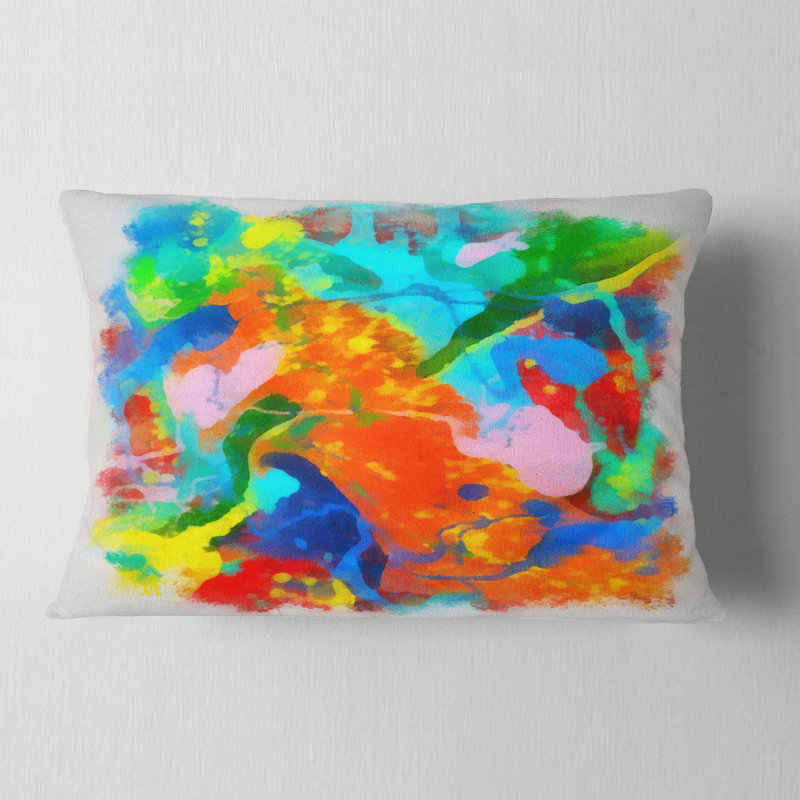 Coussin lombaire à motif floral abstrait à la main