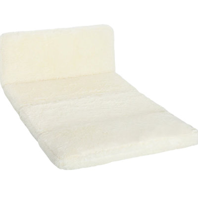 Canapé-lit en mousse avec rembourrage en mousse, lit de siège à billes blanc crème, tissu, conception contemporaine sans assemblage, matelas pliant large, confortable pour étudier