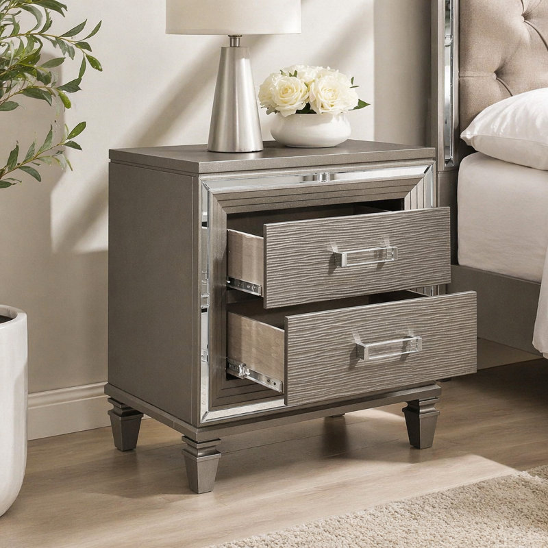 Table de bout Table de chevet moderne Table de chevet Table de chevet, 30.06" H x 17.56" W x 30.06" D, Grey, Grey, Gray