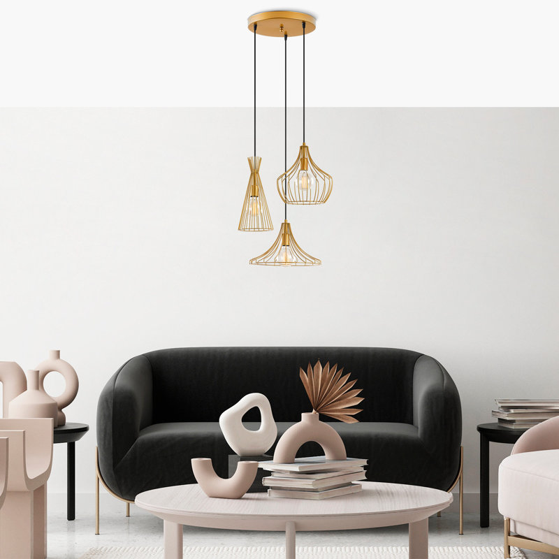 Gallego 3 - Light Gold Geometric Pendant, Gold