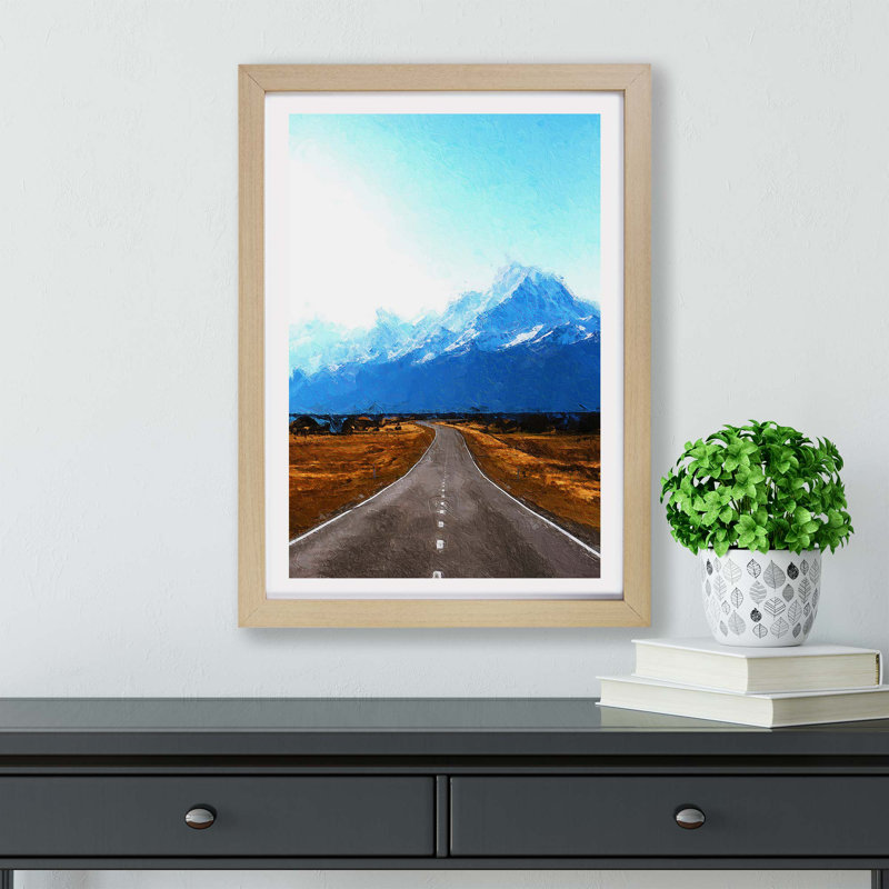 Road To Mount Cook In New Zealand - Single Picture Frame Painting, Oak, 33cm H x 45cm W x 2cm D