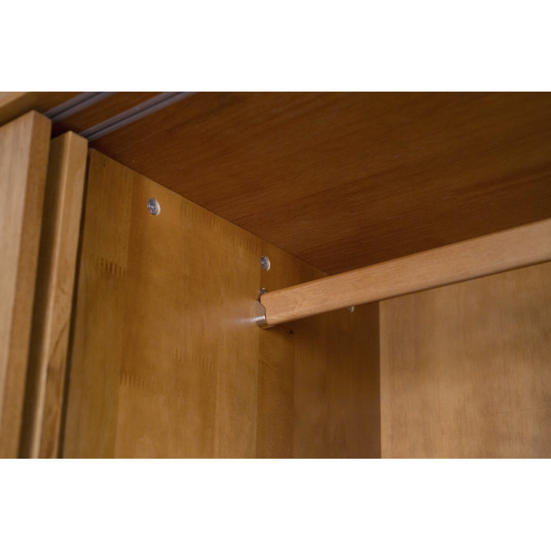 Aubrianna 2 Door Solid Wood Wardrobe, Natural