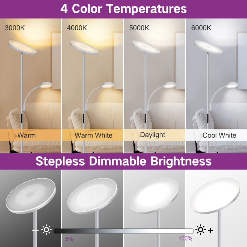 177.5cm LED Tree Floor Lamp, Silver Grey