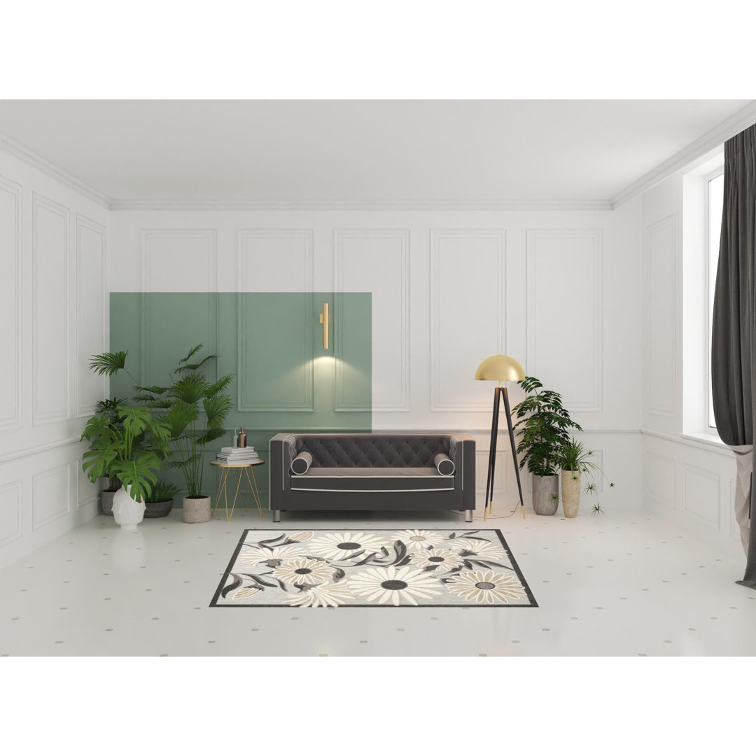 Aloha Floral Beige Indoor/Outdoor Area Rug Lark Manor™ Rug