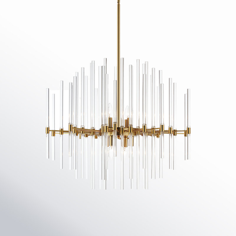 Chadley 8 - Light Dimmable Cylinder Chandelier, Heritage Gold, 25.5" H x 28.5" W x 28.5" D