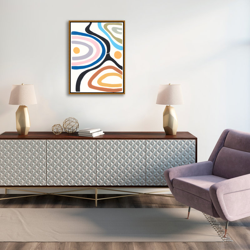 «Colorful Lines IV» par Bella Lane - peinture sur toile à cadre flottant, Image au gel brossé, H 49,75 po x l 37,75 po