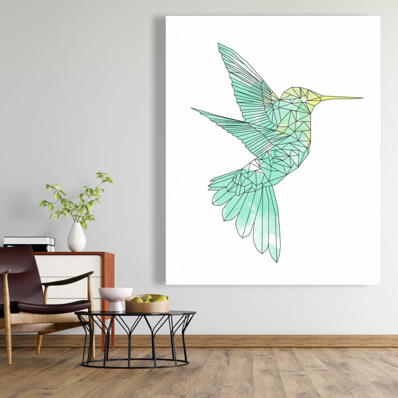 Toile géométrique colibri | Décoration de salon pour animaux
