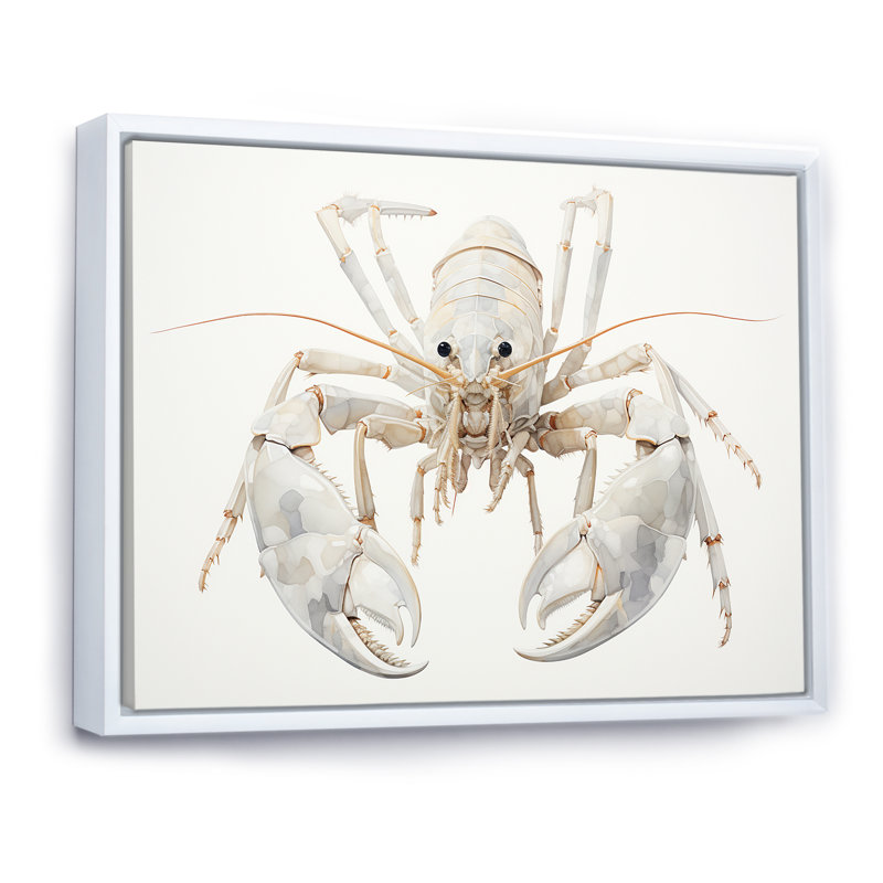 Impression sur toile Minimalisme, écrevisse III, H 30 po x l 40 po x P 1,5 po, Cadre flottant blanc
