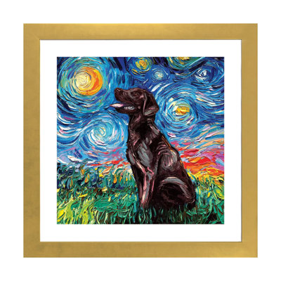 «Chocolate Labrador Night» par Aja Treves - reproduction d'art