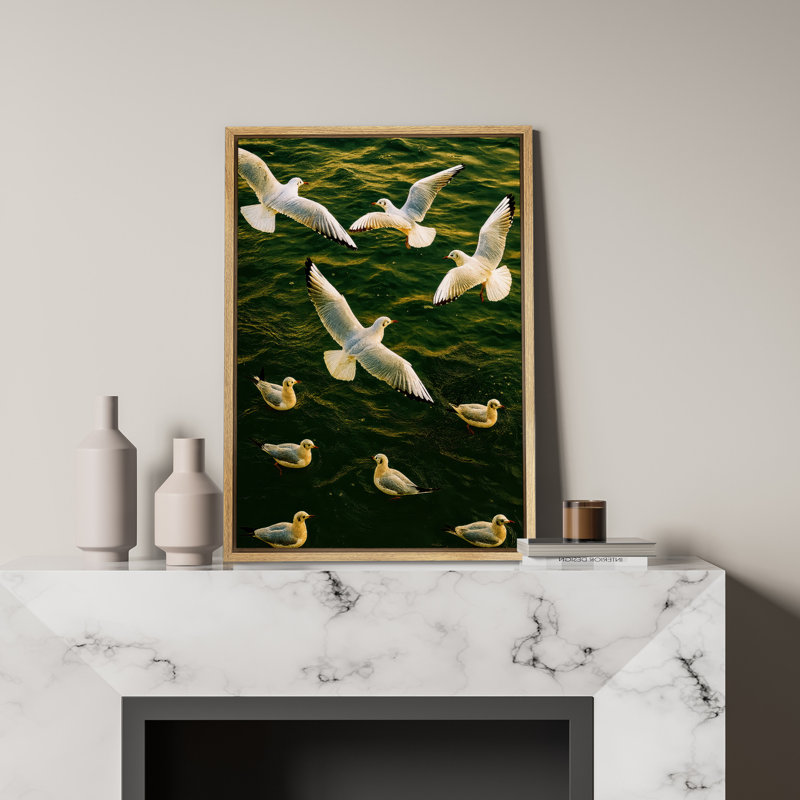 Impression sur toile encadrée d'oiseaux volants pour la décoration du salon, Naturel, H 24 po x l 16 po, Cadre flottant