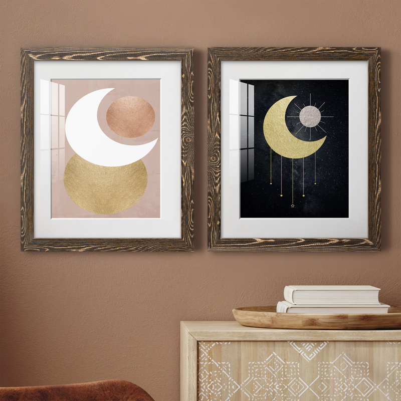 «Lunar Mystic», ensemble de 2 impressions, Papier, cadre noyer, H 20 po x l 34 po x P 1,5 po