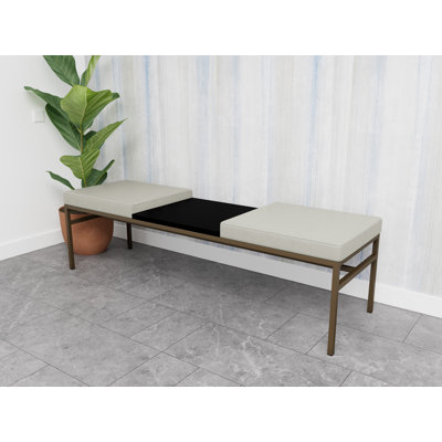 Avon Rx Healthcare Waiting Reception 2 Seat Bench Metal Frame With High Pressure Laminate Center Table 550 LB Capacity