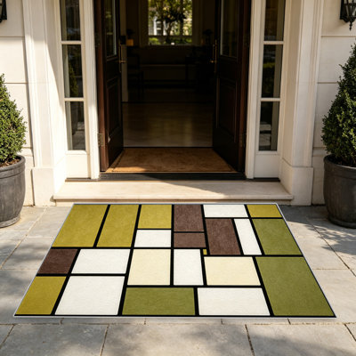 Tapis olive brun pour le salon, doux et confortable, adapté à toutes les saisons, facile à entretenir, tapis de sol intérieur lavable à la machine, sous la table de la ferme convenant à la chambre à coucher, à la salle à manger, au bureau, au patio, au balcon, à la décoration intérieure