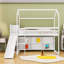 Lit mezzanine simple en bois avec glissoire et rangement-1309380742