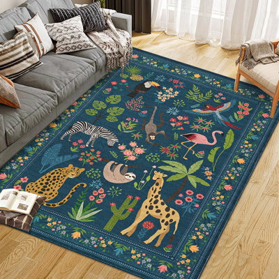 Tapis lavable antidérapant à motif floral vieilli rétro à motif médaillon pour salon, chambre à coucher, décoration intérieure
