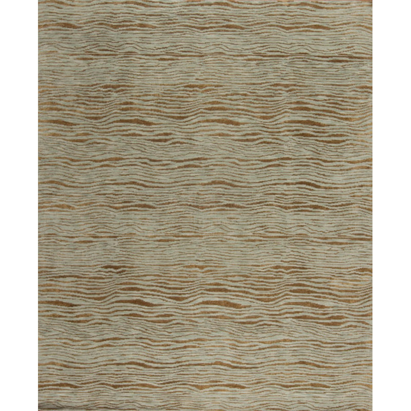 Modern Tibet III Hand Knotted Abstract Area Rug in Sea Spray/Bronze, Rectangle 6' x 9'