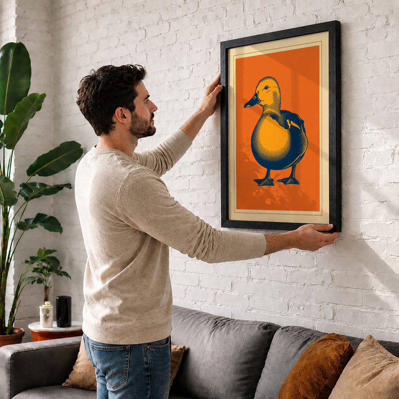 Golden Duck Graphic - Framed Print, A2 - 59.4 x 42.0 cm, White