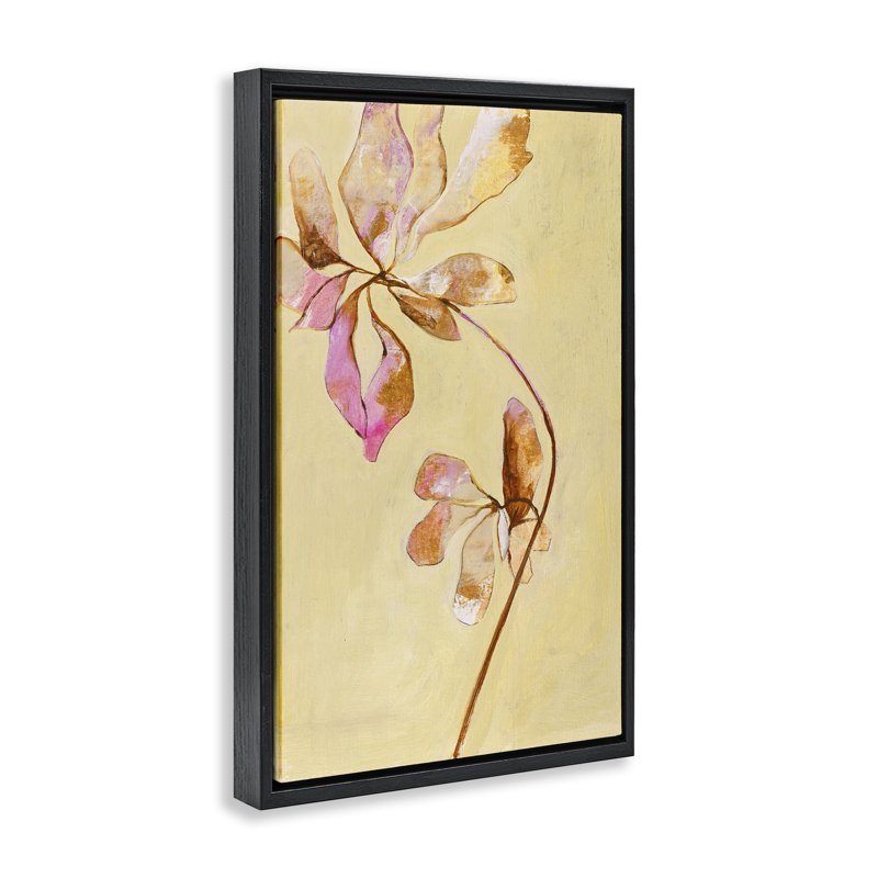 Rustic Petals Impression Grey Framed Floater Canvas by Design Fabrikken, 25" H x 17" W, Black