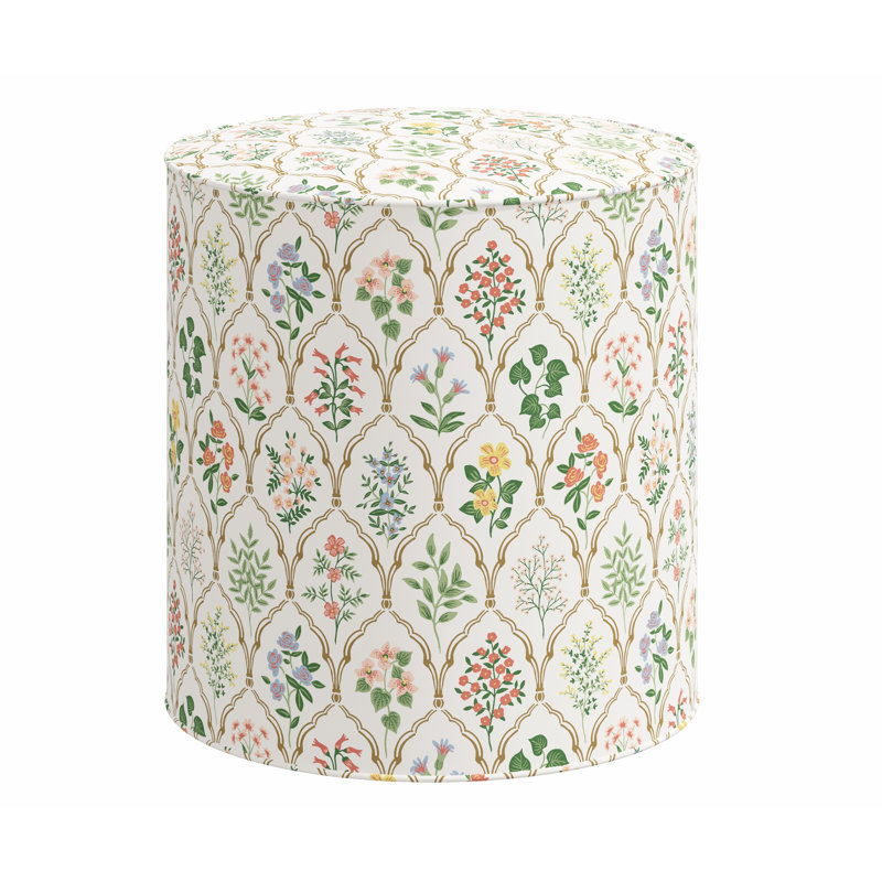 Round Ottoman, Rpc Hawthorne Multi Linen
