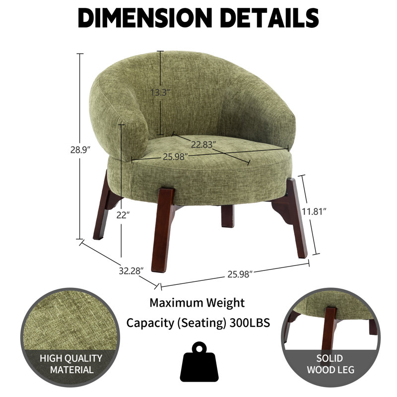 Debbera 25.98'' Upholstered Velvet Accent Chairs, Green Fabric