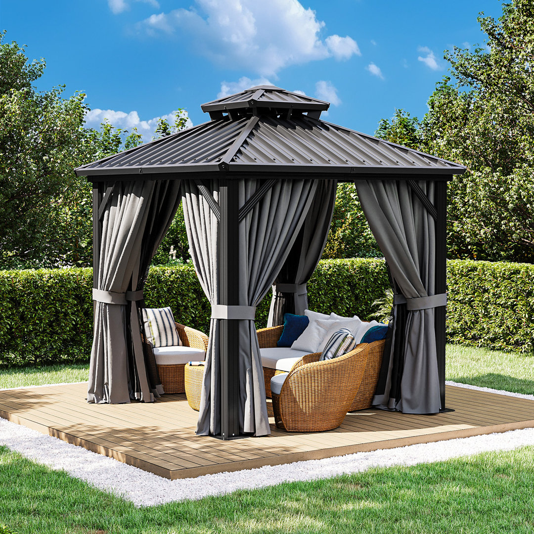 8 Ft. W X 8 Ft. D Patio Gazebo With Double Roof JolyDale