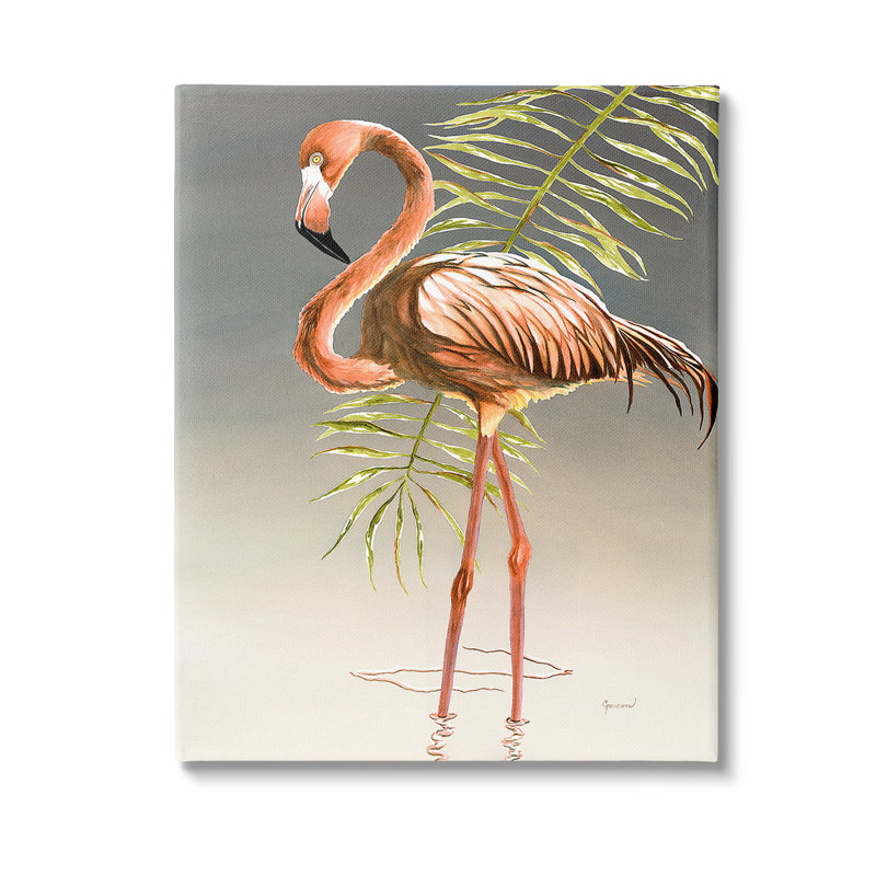 «Flamingo with Water Ripple», art mural par Christine Reichow, H 30 po x l 24 po