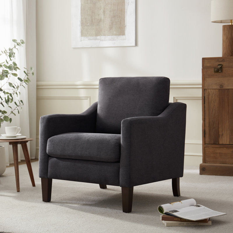 Fauteuil avec pieds en bois massif, Gris