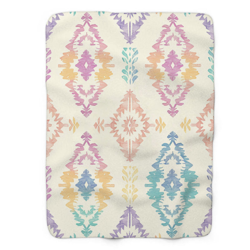 Couverture douce en sherpa de qualité supérieure 1 pièce Ikat Soft Aztec, Grand lit