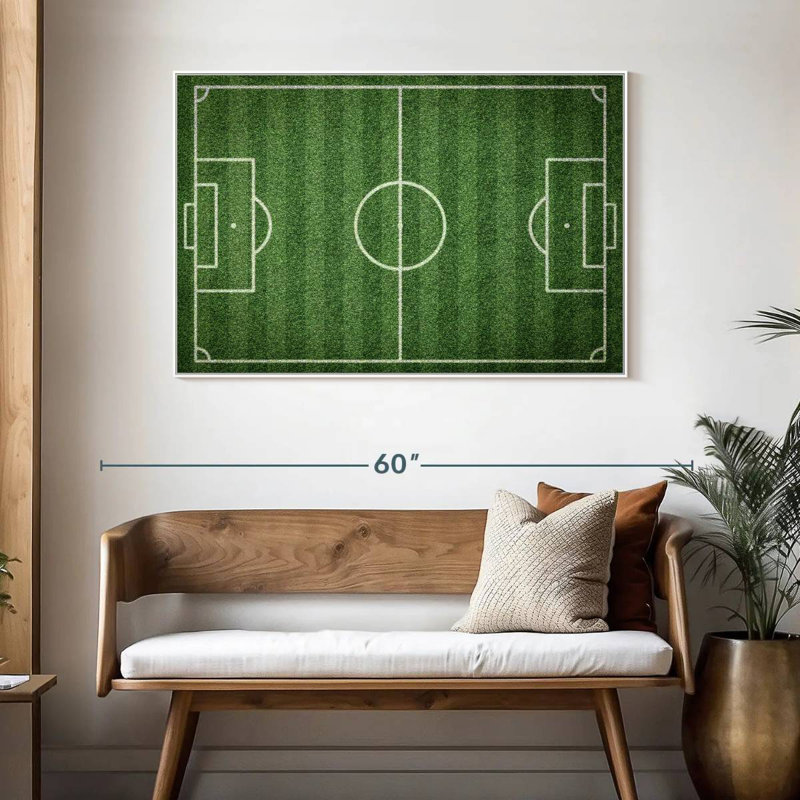 Terrain de football vert, 46 po x 31 po, Cadre flottant blanc