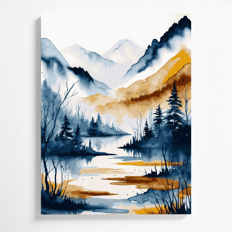 «Watercolor Landscape 36», art mural sur toile grise, H 20 po x l 30 po