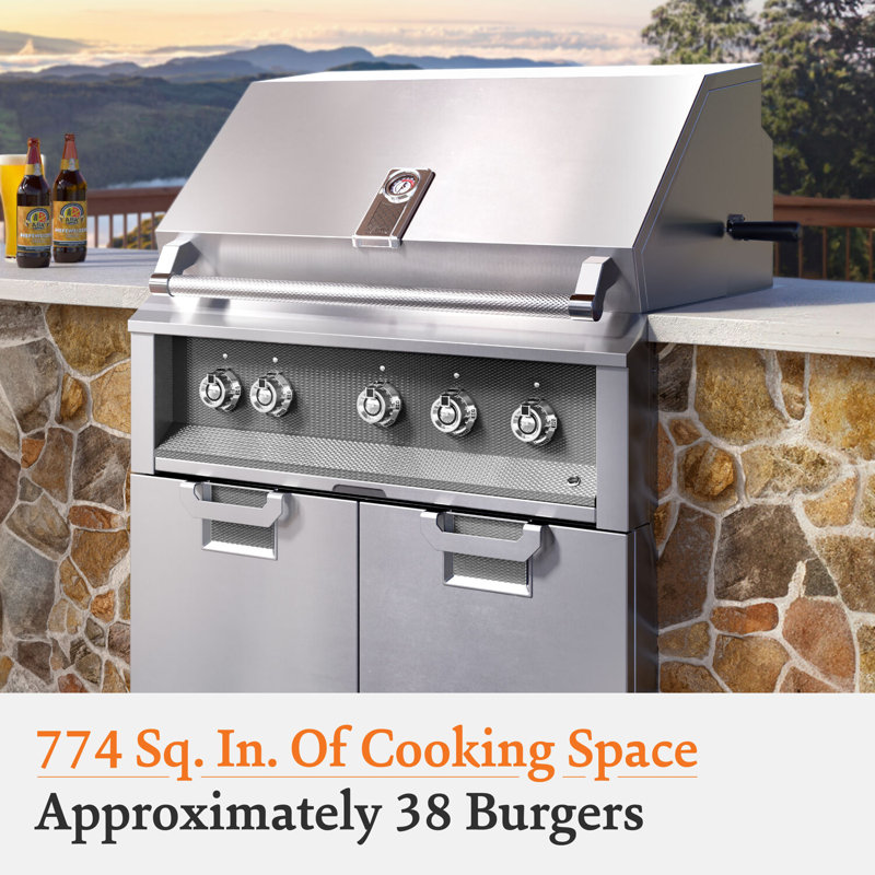Aspire Grill Built-In, 3 U-Burner, 1 Sear Rotisserie, Natural Gas