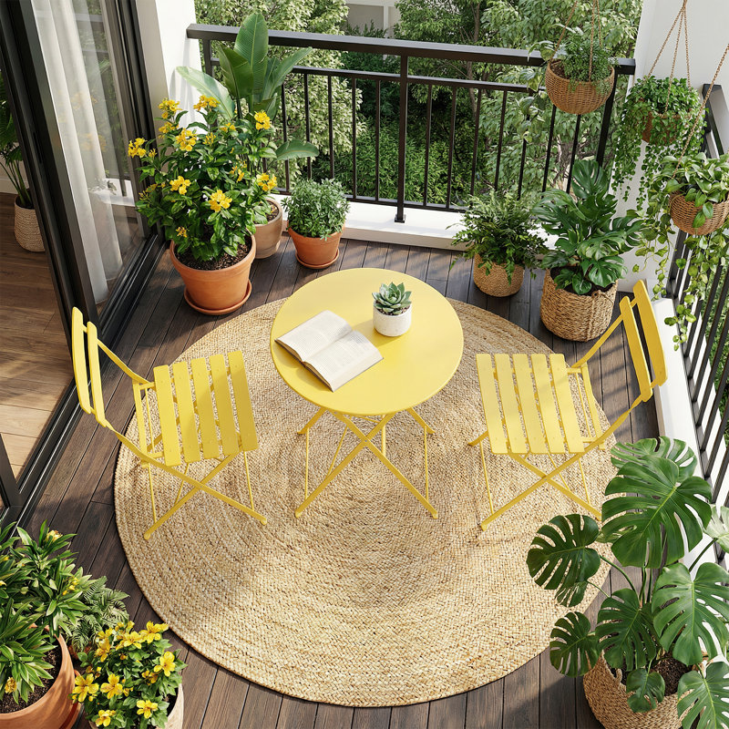 Patio Dining Set with, Yellow