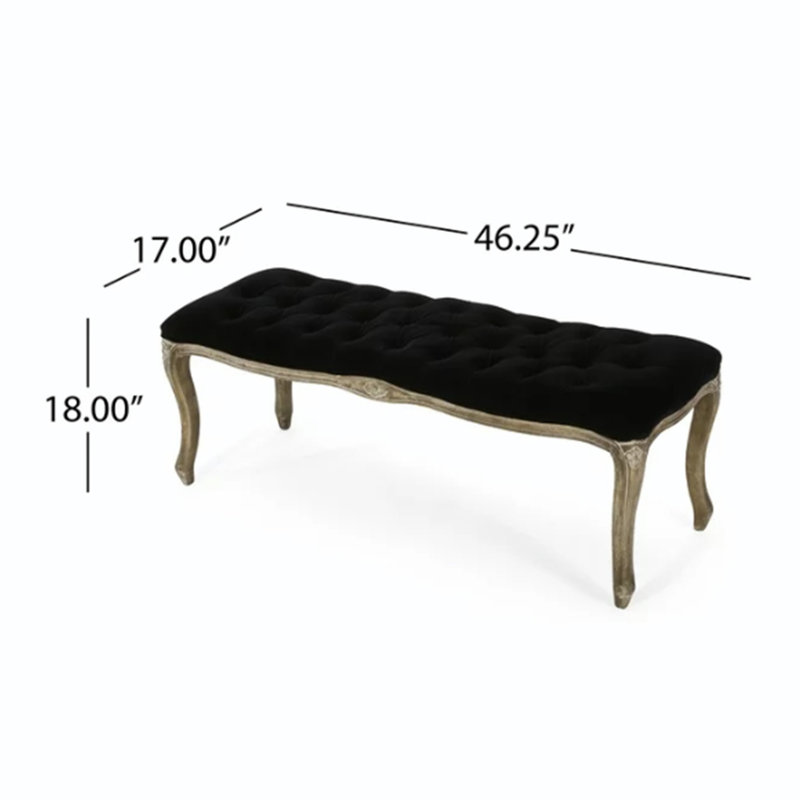 Orndorff Velvet Upholstered Bench, Black